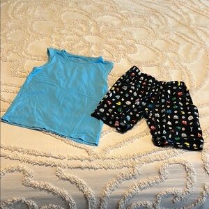 Pac-Man x Posh Peanut boys Blue Sleeveless Kids Pajama Set